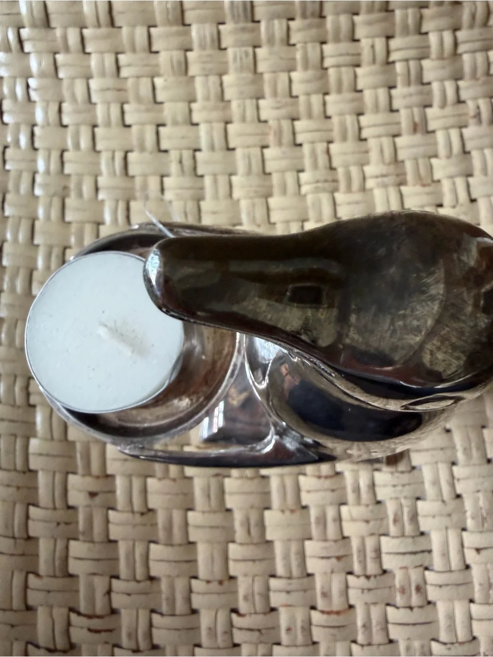 Silver Penguin Votive Candle Holder